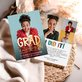 224モダンはっきりした年20月24日発表 箔招待状