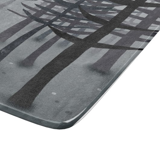 224.キツネと森 カッティングボード (角)