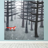 224.キツネと森 キャンバスプリント (インサイチュ (ウッドフロア))