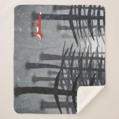 224.キツネと森 シェルパブランケット (正面)