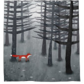 224.キツネと森 シャワーカーテン (正面)