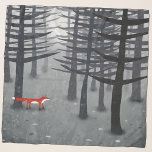 224.キツネと森 スカーフ<br><div class="desc">暗い森の中の松の木々の下に、一匹野生の赤いキツネが立っている。動物、絵画自然、野生動物愛好家のための風景。オリジナルアートby Nic Squirrell.</div>