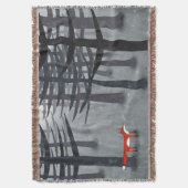 224.キツネと森 スローブランケット (正面縦)