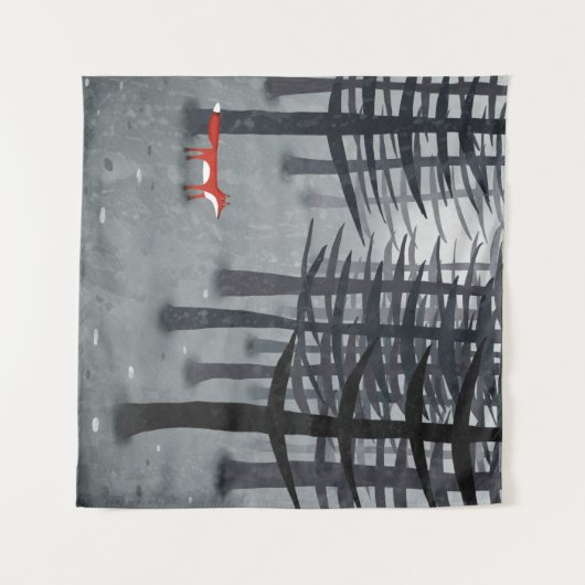 224.キツネと森 タペストリー (正面(横))