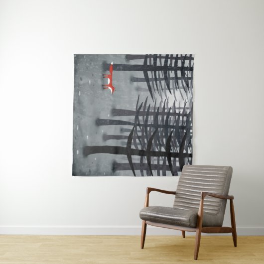 224.キツネと森 タペストリー (インサイチュ(横))