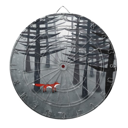 224.キツネと森 ダーツボード (正面)