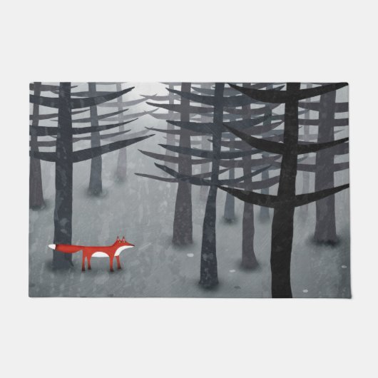 224.キツネと森 ドアマット (正面)