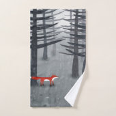 224.キツネと森 バスタオルセット (ハンドタオル)