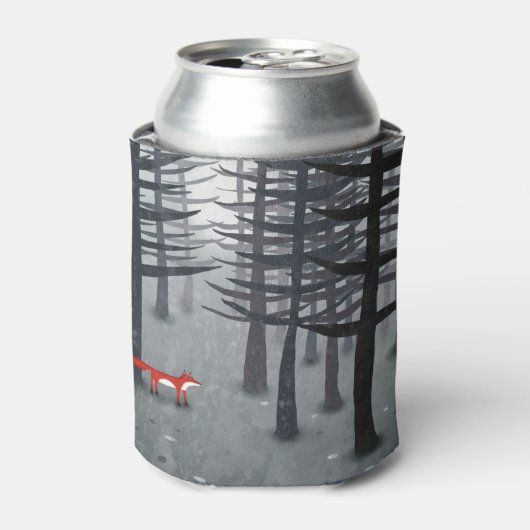224.キツネと森 缶クーラー (缶正面)