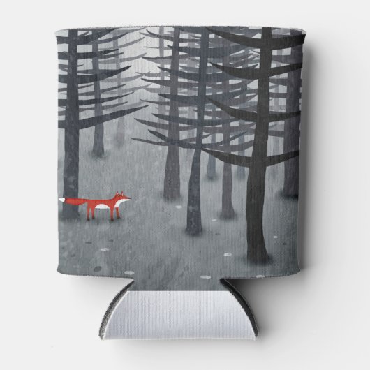 224.キツネと森 缶クーラー (正面)