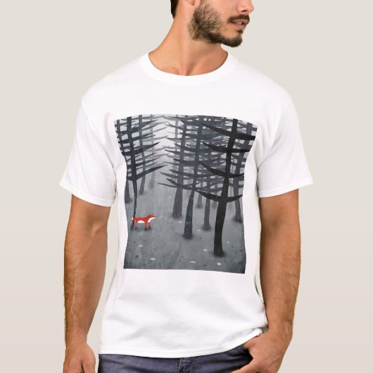 224.キツネと森 Tシャツ (正面)
