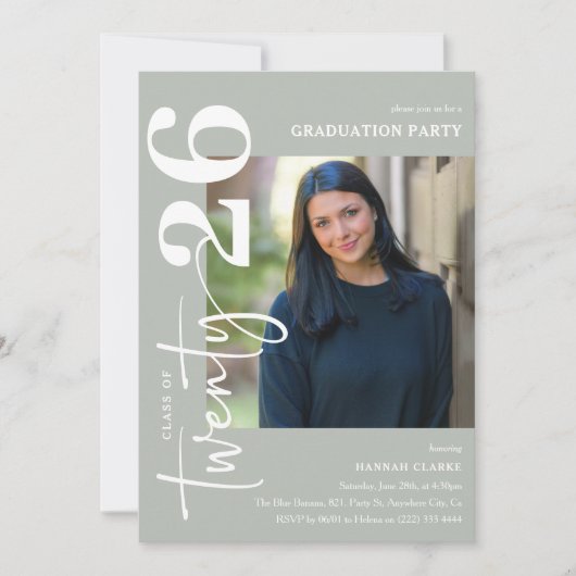 225スタイリッシュ写真卒業パーティー 招待状 (正面)