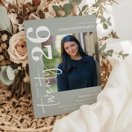 225スタイリッシュ写真卒業パーティー 招待状