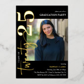 225スタイリッシュ写真卒業パーティー 箔招待状 (正面)