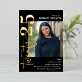 225スタイリッシュ写真卒業パーティー 箔招待状 (立ち正面)