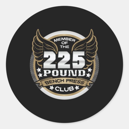 225 Pound Bench Press Club For Powerlifter Weightl ラウンドシール (正面)