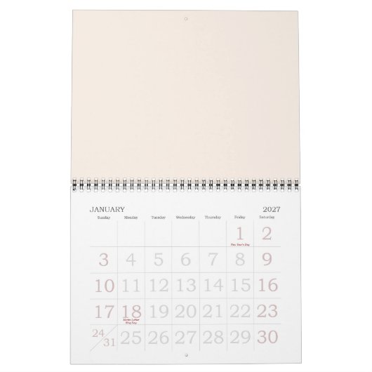 22 カレンダー (1月 2027)