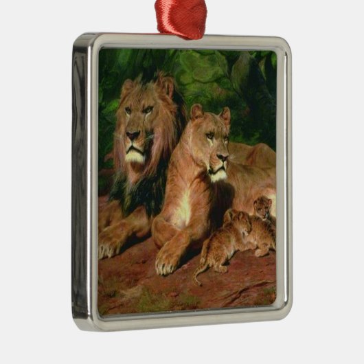 22.ライオンが家に（ライオンとライオンの仔を持つ） メタルオーナメント (右)