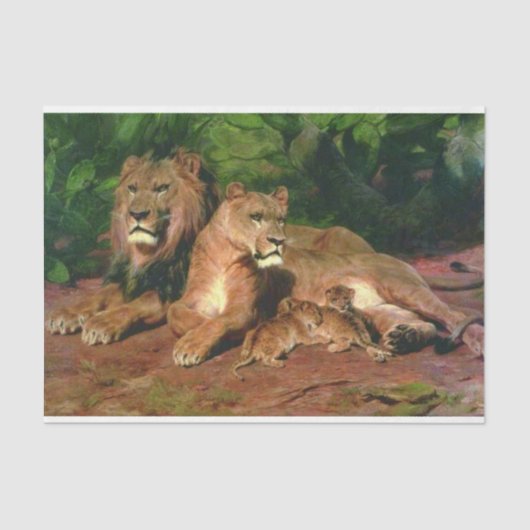 22.ライオンが家に(ライオンとライオンの仔を持つ) 薄葉紙 (正面)