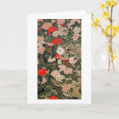 22. 牡丹小禽図, 若冲 Peonies & Small Birds, Jakuchū カード (黄色い花)