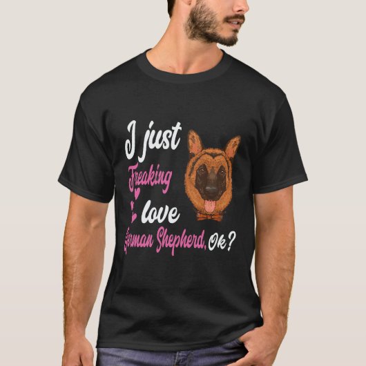 22 私はただドイツ+シェパードが大好き ドイツ語 OK Tシャツ (正面)