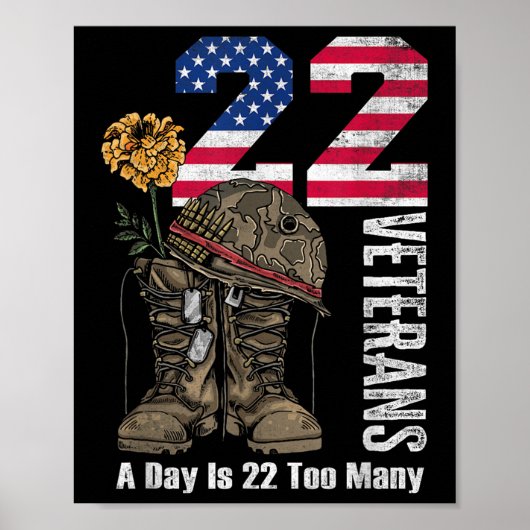 22 1日22あまりにも多くの退役軍人自殺認識度 ポスター (正面)