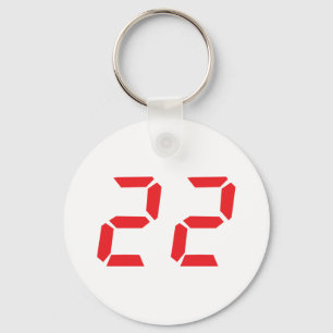 22 22の赤の目覚し時計デジタル数 キーホルダー