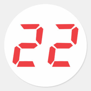22 22の赤の目覚し時計デジタル数 ラウンドシール