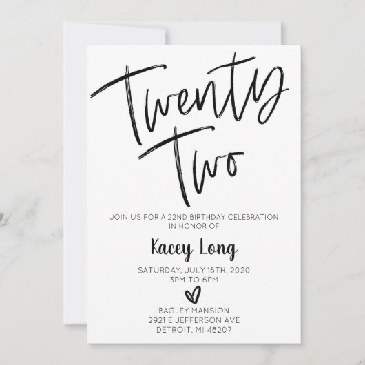 22 22誕生日招待状 招待状 (正面)