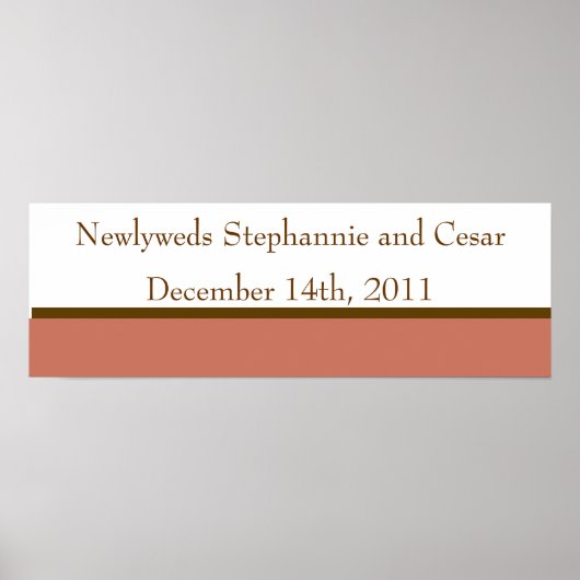 22.5インチx7.5インチパーソナライズされたピンク/ブラウンMason Jars ポスター (正面)