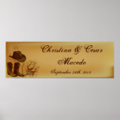 22.5インチx7.5インチ西パーソナライズされた女性のカーボーイハット/ブーツ ポスター (正面)