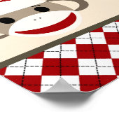 22.5 x7.5インチバナーレッドパーソナライズされたソックモンキー ポスター (角)