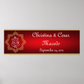 22.5"x7.5"ガネーシャ公パーソナライズされた卿/ヒンズー系赤spi ポスター (正面)