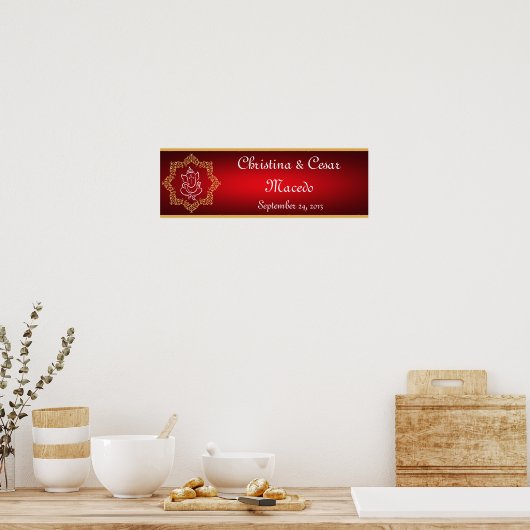 22.5"x7.5"ガネーシャ公パーソナライズされた卿/ヒンズー系赤spi ポスター (キッチン)