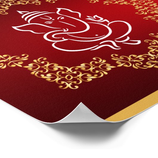 22.5"x7.5"ガネーシャ公パーソナライズされた卿/ヒンズー系赤spi ポスター (角)