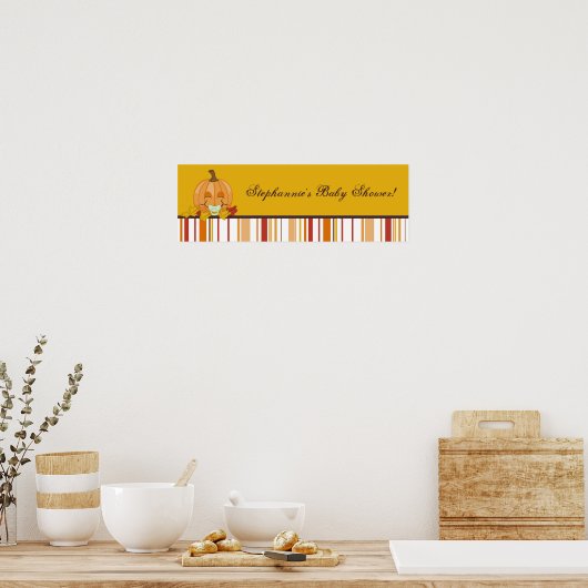 22.5 x 7.5インチのバナー秋パーソナライズされたの秋カボチャ ポスター (キッチン)