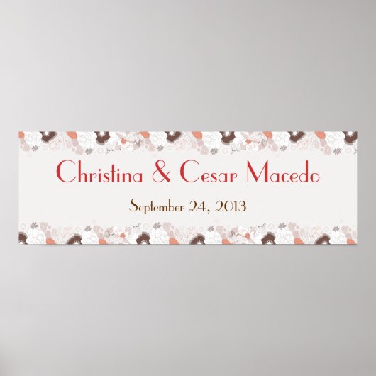 22.5 x 7.5インチバナーコーラルピンクパーソナライズされたブラウンFl ポスター (正面)