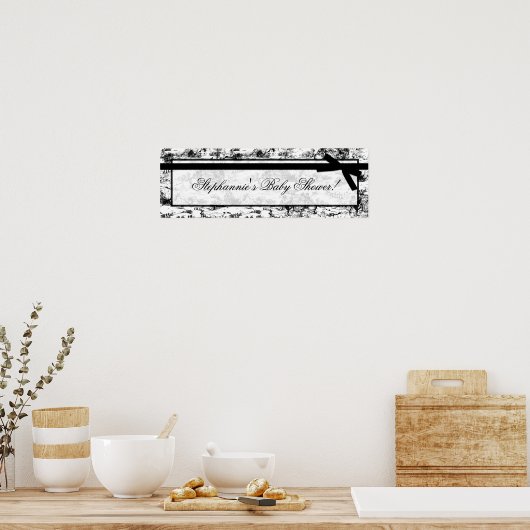 22.5x7.5インチバナーパーソナライズされた白黒ツール ポスター (キッチン)