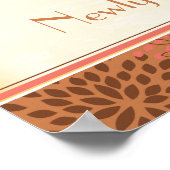 22.5x7.5インチバナーピンクパーソナライズされた/ブラウンフローラ ポスター (角)