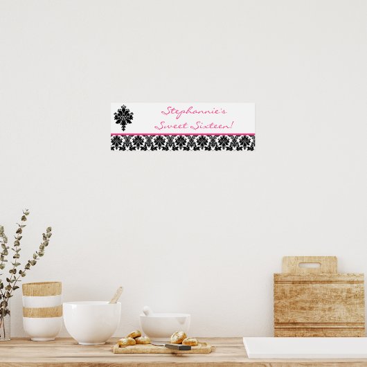 22.5x7.5インチバナーホットピンクダパーソナライズされたマスク ポスター (キッチン)