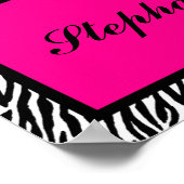 22.5x7.5インチバナーホットピンクパーソナライズされたゼブラプリン ポスター (角)