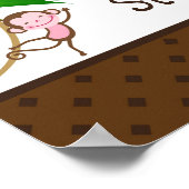 22.5x7.5インチバナーモンキーパーソナライズされたスイング動物園 ポスター (角)