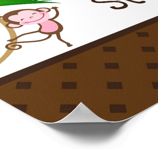 22.5x7.5インチバナーモンキーパーソナライズされたスイング動物園 ポスター (角)