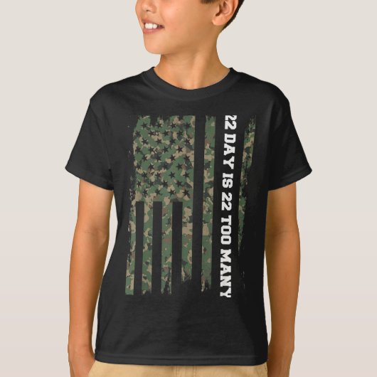 22 A Day Veteran Lives Army Suicide Awareness Tシャツ (正面)