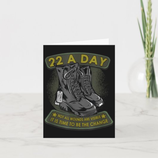 22 A Day Veteran Suicide Apparel It's Time To Be T カード (正面)