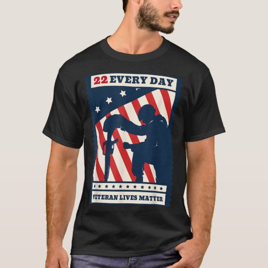 22 Every Day Veteran Lives Veteran Suicide Awarene Tシャツ (正面)
