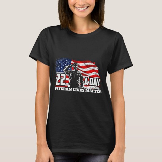 22 Per Day Veteran Lives Suicide Awareness Usa Fla Tシャツ (正面)