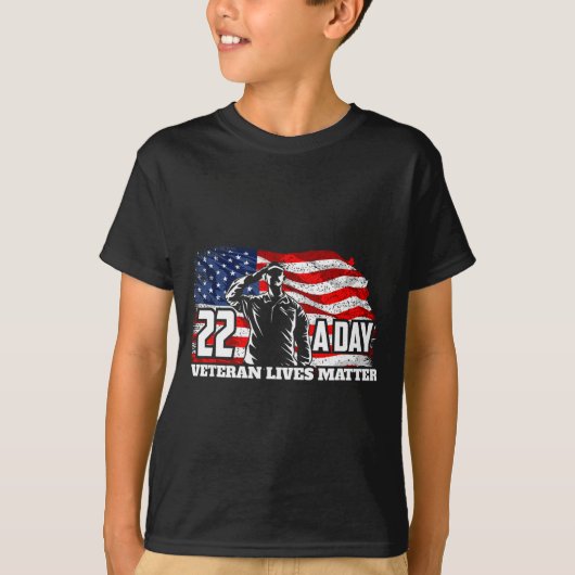 22 Per Day Veteran Lives Suicide Awareness Usa Fla Tシャツ (正面)