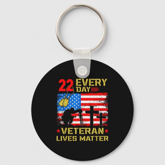 22 Veterans A Day Veteran Suicide Prevention Aware キーホルダー (正面)