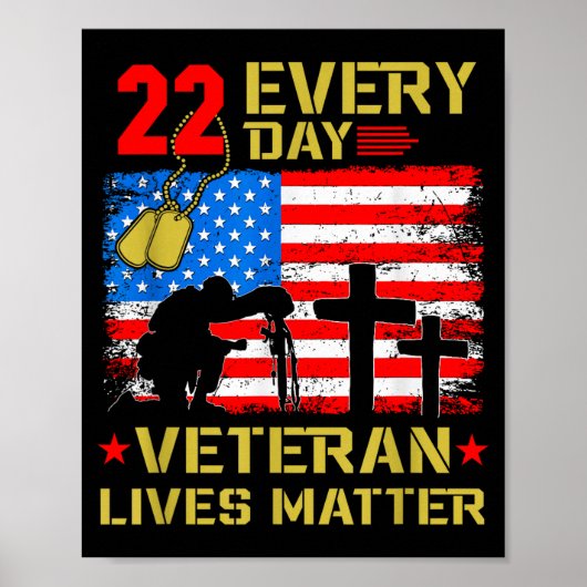 22 Veterans A Day Veteran Suicide Prevention Aware ポスター (正面)